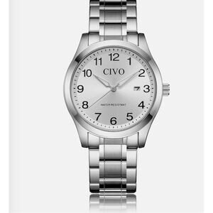 CIVO Men's Silver Stainless Steel Waterproof Minimalist Quartz Watch Date NEW